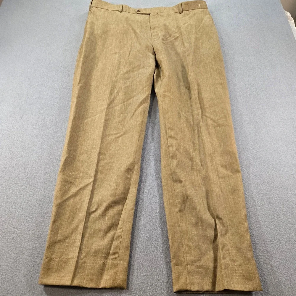 Ballin Dress Pants Mens 42 Tan Wool Linen Blend Flat Front Straight Leg Canada